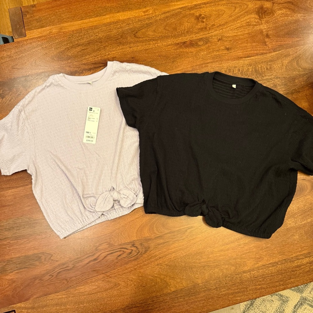 Black and Light Purple Knotted T-Shirts